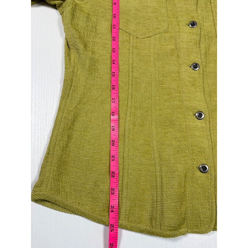 Chicos Womens Silk Blend Ribbed Button Down Shirt Jacket Size 1 Chartreuse Green - Picture 10 of 11